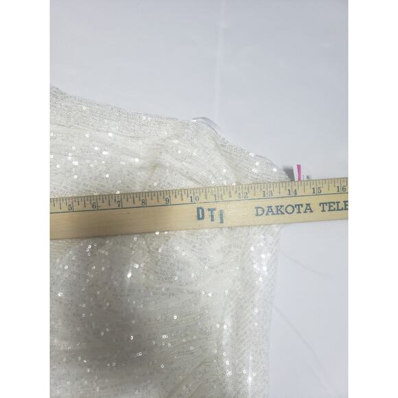 La Femme White Sequin Bodycon One Shoulder Gown sz 6 Fairy Whimsicle Romantic - Picture 8 of 11